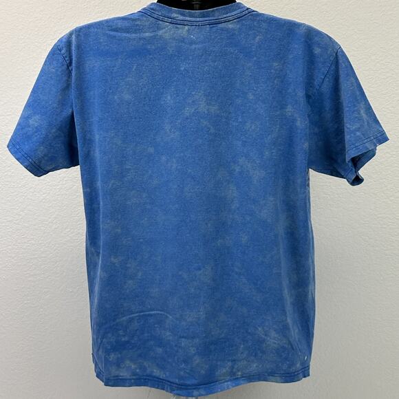 Vintage Y2Ks Polar Bears Alaska T Shirt Bleach Spotted Tie Dye Blue L Large - Picture 3 of 11